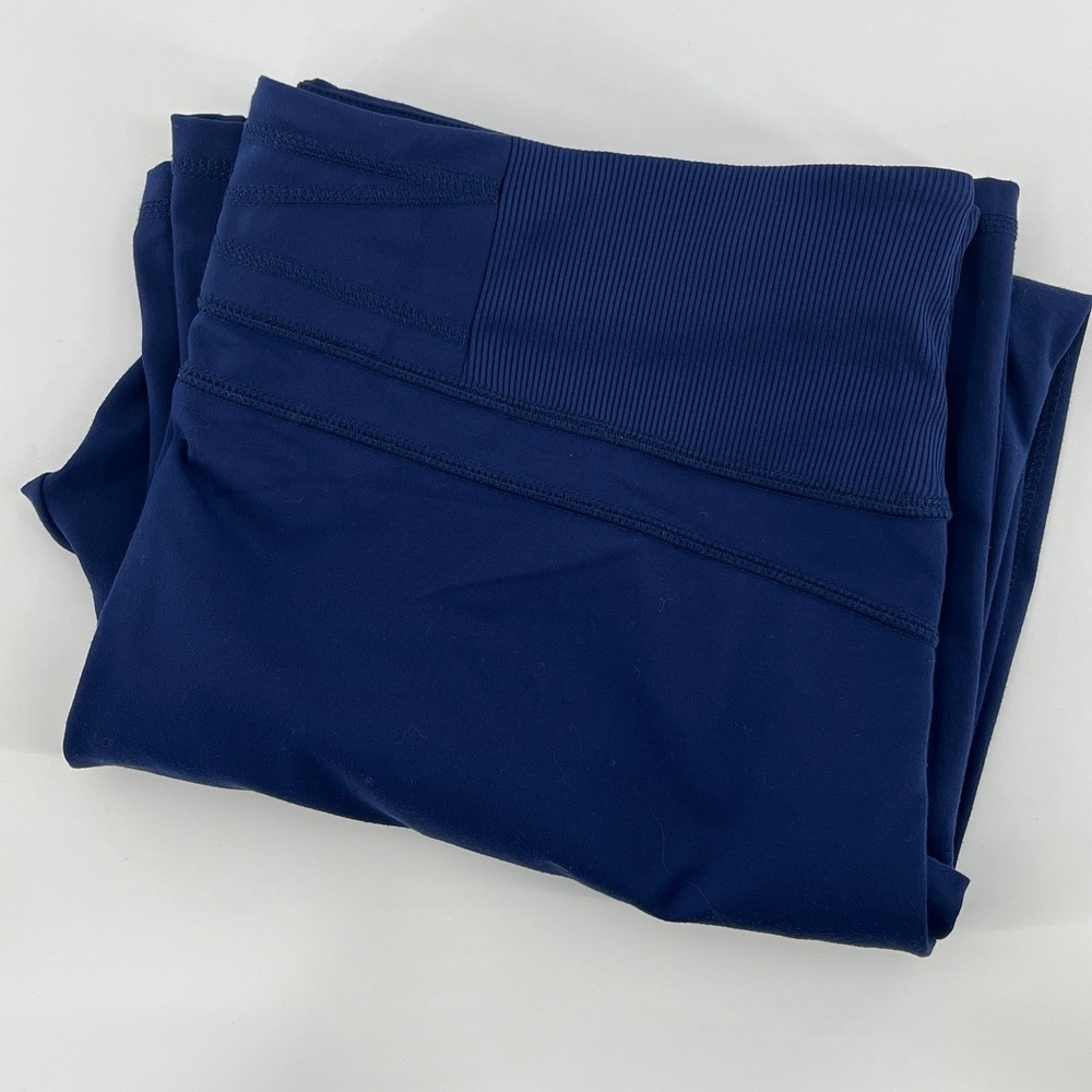 Zuda. Athletic Crop Pants, Womens, XLP, Navy Blue, Wide Leg Side Slit